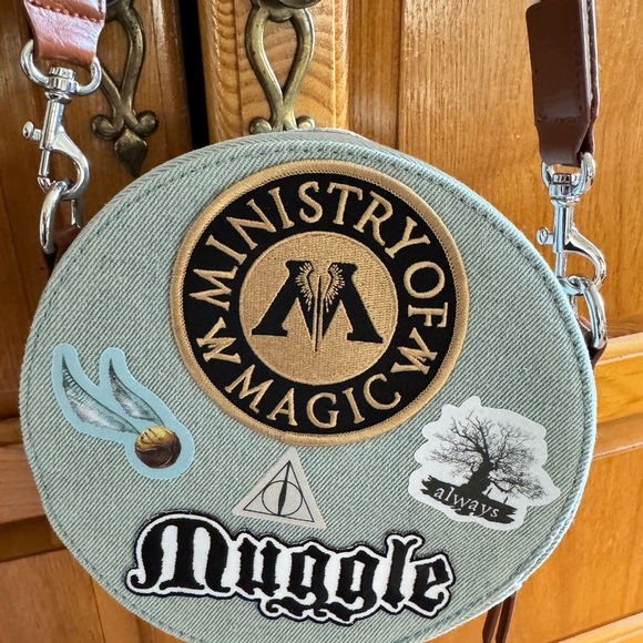 Round Denim Canteen Crossbody, DIY w/Iron-On Transfers from Harry Potter, NWOT. - Picture 2 of 11